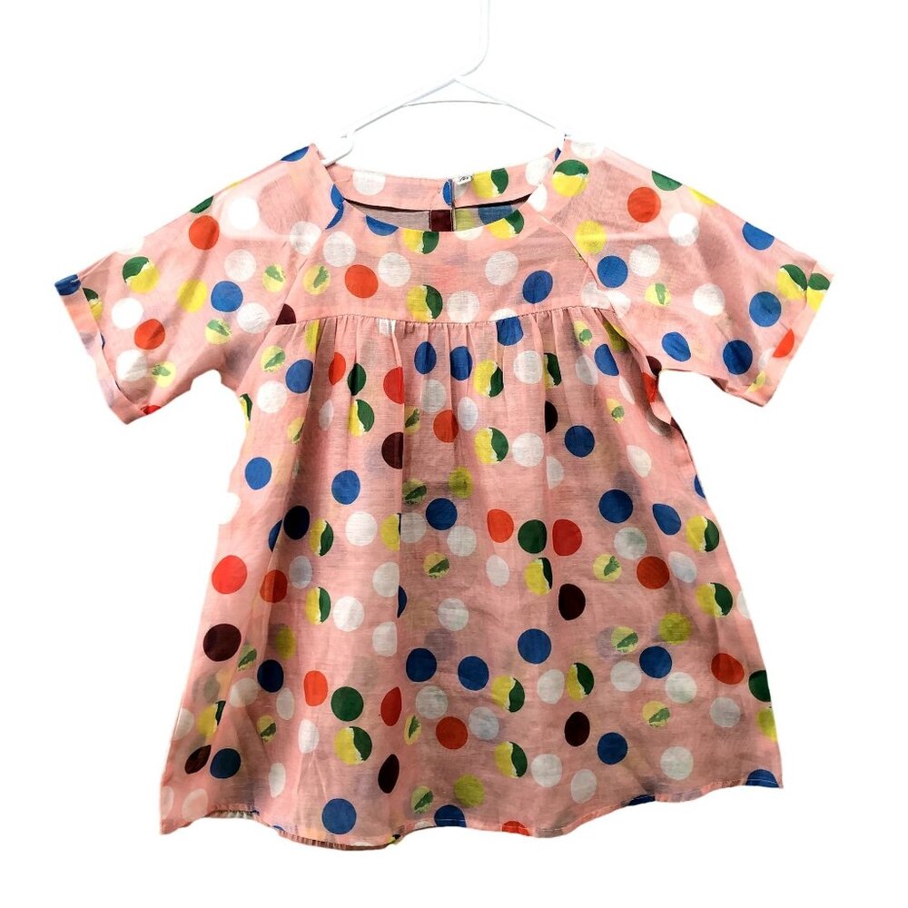 Lee Cooper Girls‎ 13-14 Tunic Dress Top Pink Polka Dot Slub Short Sleeve Summer
